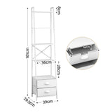 Artiss 5 Tier Bookshelf Ladder Bookcase with Fabric Drawers Display Rack White - Side View
