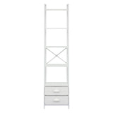 Artiss 5 Tier Bookshelf Ladder Bookcase with Fabric Drawers Display Rack White - Top-Down View