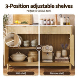 Artiss Buffet Sideboard Cabinet Kitchen Storage Cupboard Marble 2 Drawers Pine - Close-Up Angle