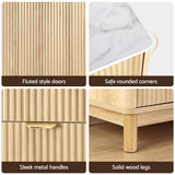Artiss Buffet Sideboard Cabinet Kitchen Storage Cupboard Marble 2 Drawers Pine - Low Angle