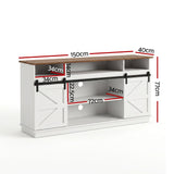 Artiss Buffet Sideboard Cabinet 150cm 3-Tier Kitchen Storage Sliding Doors White - Side View