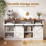 Artiss Buffet Sideboard Cabinet 150cm 3-Tier Kitchen Storage Sliding Doors White - Rear View