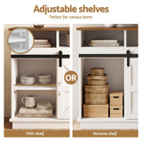 Artiss Buffet Sideboard Cabinet 150cm 3-Tier Kitchen Storage Sliding Doors White - Close-Up Angle