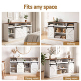 Artiss Buffet Sideboard Cabinet 150cm 3-Tier Kitchen Storage Sliding Doors White - Extra Image