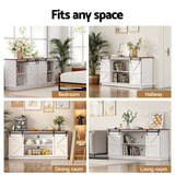 Artiss Buffet Sideboard Storage Cabinet Kitchen Cupboard Sliding Doors White - Low Angle