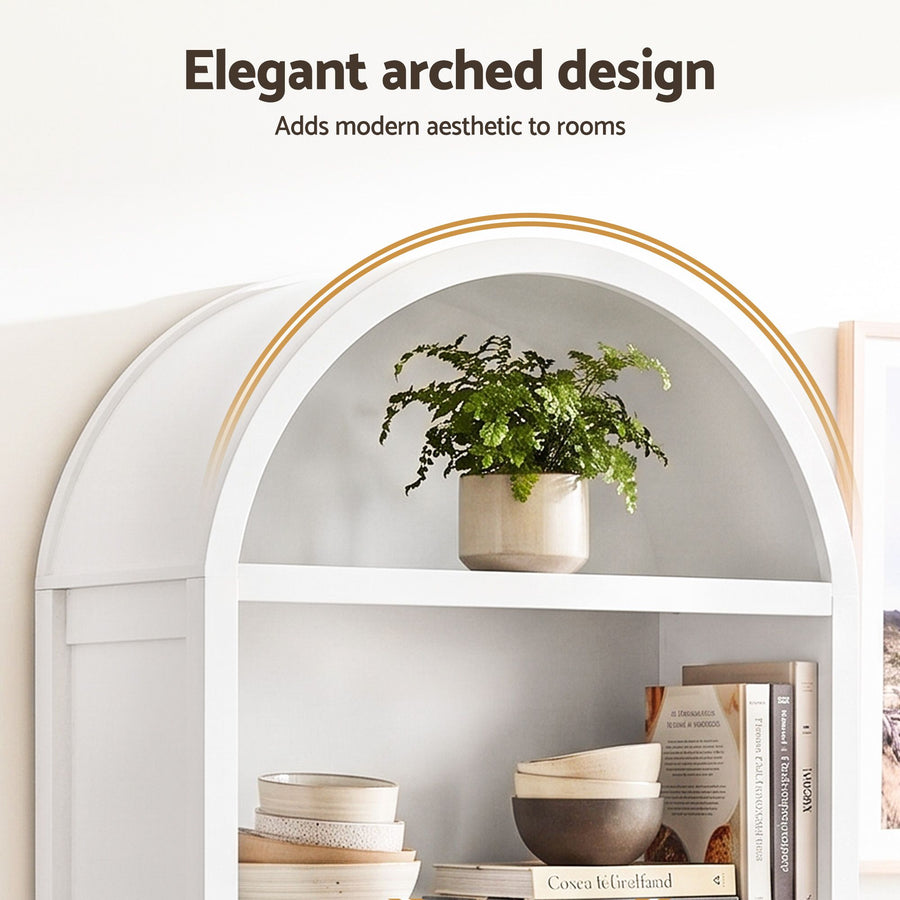 Artiss Buffet Sideboard Cabinet Pantry X2 180CM Arched Storage Bookshelf White