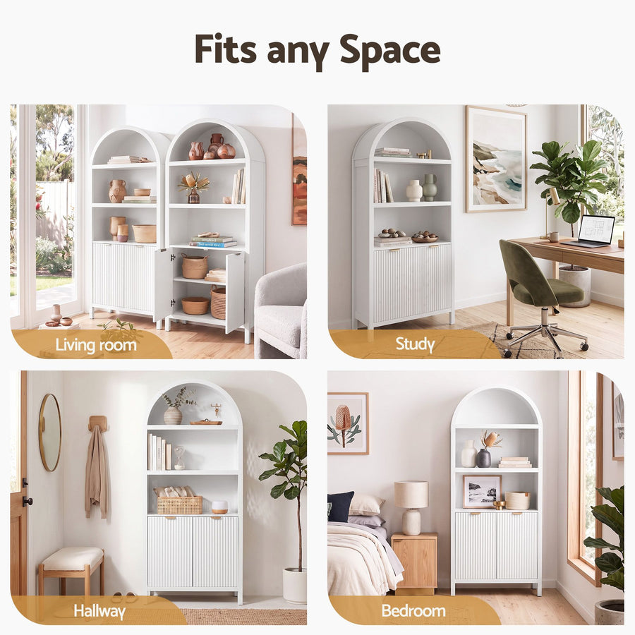Artiss Buffet Sideboard Cabinet Pantry X2 180CM Arched Storage Bookshelf White