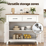 Artiss Buffet Sideboard Storage Cabinet Kitchen Cupboard Hallway 2 Drawers White - 45-Degree Angle