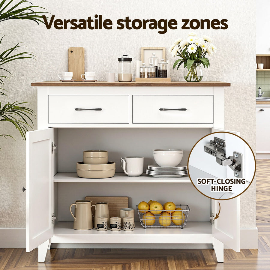 Artiss Buffet Sideboard Storage Cabinet Kitchen Cupboard Hallway 2 Drawers White