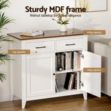 Artiss Buffet Sideboard Storage Cabinet Kitchen Cupboard Hallway 2 Drawers White - Rear View