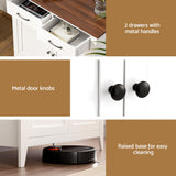 Artiss Buffet Sideboard Storage Cabinet Kitchen Cupboard Hallway 2 Drawers White - Close-Up Angle