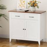 Artiss Buffet Sideboard Storage Cabinet Kitchen Cupboard Hallway 2 Drawers White - Low Angle