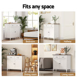Artiss Buffet Sideboard Storage Cabinet Kitchen Cupboard Hallway 2 Drawers White - Low Angle