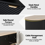 Artiss TV Unit Entertainment Unit Storage Cabinet Black Pine - Low Angle