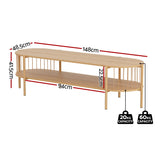 Artiss TV Unit Entertainment Unit Storage Shelf 148cm Pine - Top-Down View