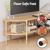 Artiss TV Unit Entertainment Unit Storage Shelf 148cm Pine - Low Angle