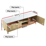 Artiss TV Unit Entertainment Unit Storage Drawer Shelf 150cm Pine - Top-Down View