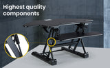 FORTIA Corner Desk Riser 110cm Wide Adjustable Sit to Stand for Dual Monitor, Keyboard, Laptop, Black - Top-Down View