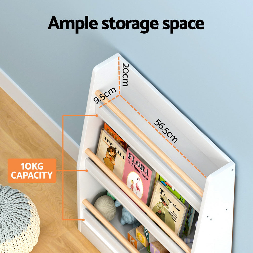 Keezi 3-Tier Kids Bookshelf Organizer - Safe and Stylish Storage for Children's Books and Toys