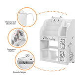 Keezi 4 Tiers Kids Bookshelf Storage Children Bookcase Toy Organiser Display - Low Angle