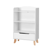 Keezi Kids Bookshelf 3 Tiers Storage Children Bookcase Toys Organiser Drawer - Side View
