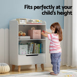 Keezi Kids Bookshelf 3 Tiers Storage Children Bookcase Toys Organiser Drawer - Rear View
