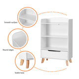 Keezi Kids Bookshelf 3 Tiers Storage Children Bookcase Toys Organiser Drawer - Low Angle