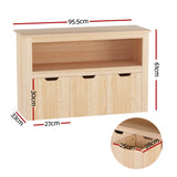 Keezi Kids Bookshelf 3 Drawers Storage Children Bookcase Toy Organiser Display Wooden