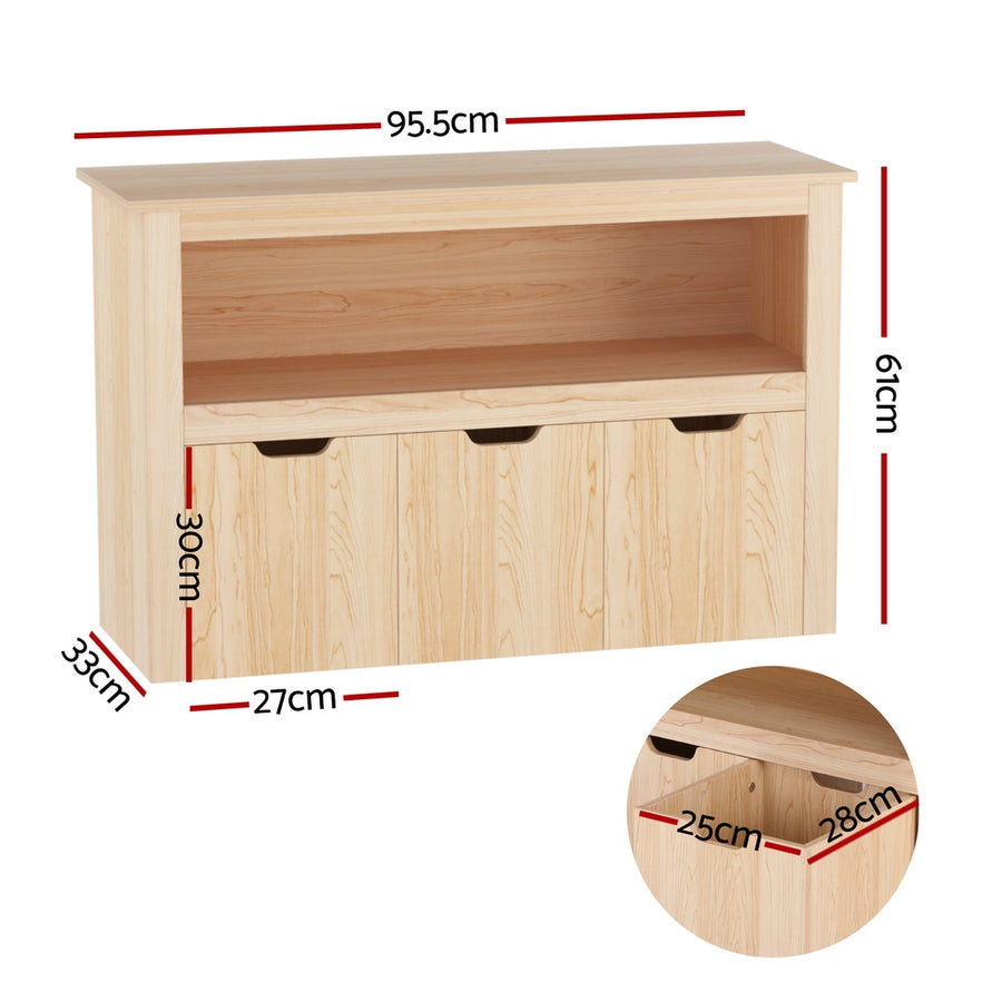 Keezi Kids Bookshelf 3 Drawers Storage Children Bookcase Toy Organiser Display Wooden, image 4
