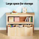 Keezi Kids Bookshelf 3 Drawers Storage Children Bookcase Toy Organiser Display Wooden - Rear View