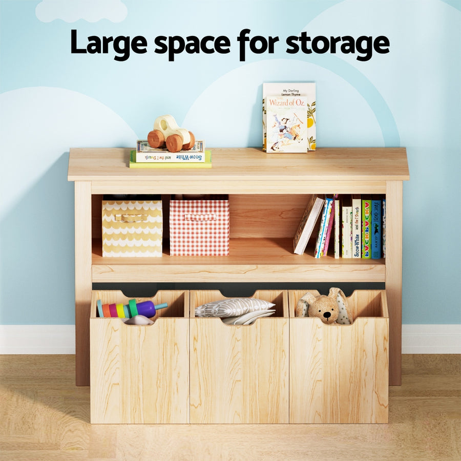 Keezi Kids Bookshelf 3 Drawers Storage Children Bookcase Toy Organiser Display Wooden, image 6