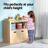 Keezi Kids Bookshelf 3 Drawers Storage Children Bookcase Toy Organiser Display Wooden - Close-Up Angle