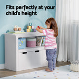 Keezi Kids Bookshelf 3 Drawers Storage Children Bookcase Toy Organiser Display - Rear View