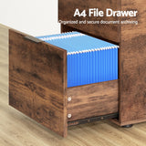 Artiss Filing Cabinet Files Storage Office Shelves File Organiser Rustic Brown 2 Drawer - 45-Degree Angle