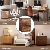 Artiss Filing Cabinet Files Storage Office Shelves File Organiser Rustic Brown 2 Drawer - Close-Up Angle
