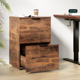 Artiss Filing Cabinet Files Storage Office Shelves File Organiser Rustic Brown 2 Drawer - Low Angle