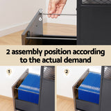 Artiss Filing Cabinet File Cabinet with Wheels 2 Drawer Storage Rustic Brown - Rear View