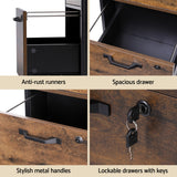 Artiss Filing Cabinet File Cabinet with Wheels 2 Drawer Storage Rustic Brown - Close-Up Angle