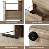 Artiss Filing Cabinet Files Storage Office Shelves File Organiser Oak 2 Drawer - Rear View