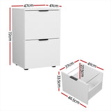 Artiss Filing Cabinet Files Storage Office Shelves File Organiser White 2 Drawer - Top-Down View