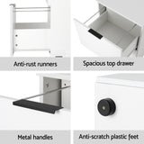 Artiss Filing Cabinet Files Storage Office Shelves File Organiser White 2 Drawer - Close-Up Angle