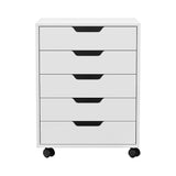 Artiss 5-Drawer Filing Cabinet Mobile Rolling Storage Cabinet Chest of Drawers Stand White - Side View