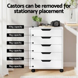 Artiss 5-Drawer Filing Cabinet Mobile Rolling Storage Cabinet Chest of Drawers Stand White - 45-Degree Angle