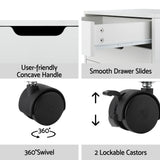 Artiss 5-Drawer Filing Cabinet Mobile Rolling Storage Cabinet Chest of Drawers Stand White - Rear View