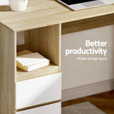 Artiss Computer Desk Drawer Cabinet L-Shape Oak 136CM - 45-Degree Angle