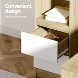 Artiss Computer Desk Drawer Cabinet L-Shape Oak 136CM - Rear View