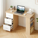 Artiss Computer Desk Drawer Shelf Oak White 120CM - Close-Up Angle