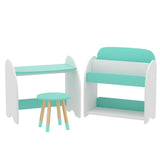 Keezi Kids Bookshelf 2 In 1 Table Chair Set Bookcase Toys Shelves Children Organiser - Front View