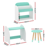 Keezi Kids Bookshelf 2 In 1 Table Chair Set Bookcase Toys Shelves Children Organiser - Side View