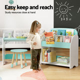 Keezi Kids Bookshelf 2 In 1 Table Chair Set Bookcase Toys Shelves Children Organiser - 45-Degree Angle